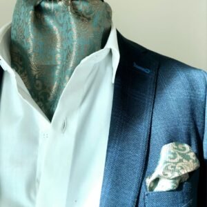 Blue Jacuard Ascot Set